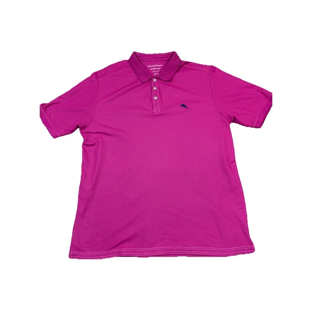 Tommy Bahama‎ Supima IslandZone Polo Shirt Mens XL Pink Blue Marlin Logo